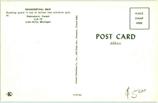 Prehistoric Forest - Vintage Postcard Of Neanderthal Man (newer photo)